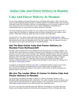 Online Cake And Flower Delivery In Mumbai