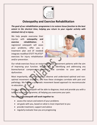 Osteopathy and Exercise Rehabilitation