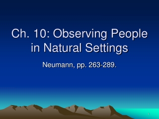 Ch. 10: Observing People in Natural Settings