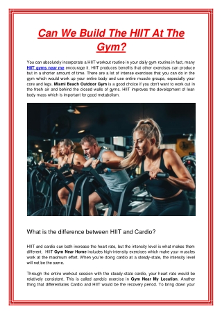 Can We Build The HIIT At The Gym
