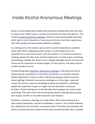 Alcoholics Anonymous Meetings