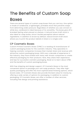 The Benefits of Custom Soap Boxes