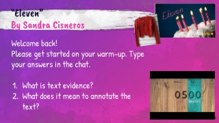 Eleven by Sandra Cisneros StudySync 6th grade language arts