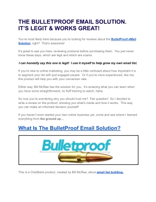 THE BULLETPROOF EMAIL SOLUTION. IT’S LEGIT & WORKS GREAT!