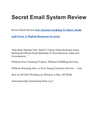 Secret Email System Review