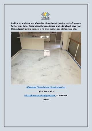 Affordable Tile And Grout Cleaning Services Cipkarrestoration.ca