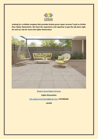 Broken Grout Repair Services Cipkarrestoration.ca