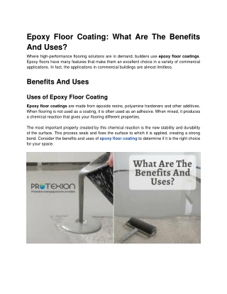 Epoxy Floor Coating_ What Are The Benefits And Uses.