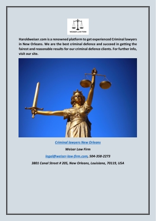 Criminal Lawyers New Orleans Haroldweiser.com