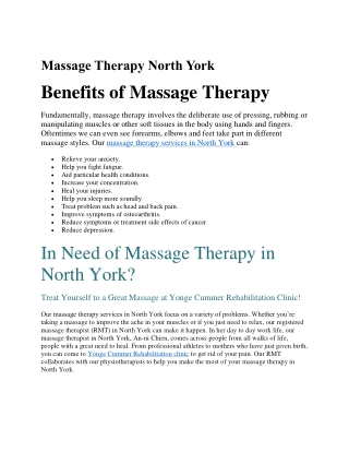 Massage Therapy North York