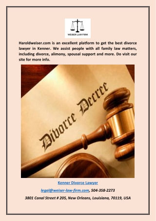 Kenner Divorce Lawyer Haroldweiser.com