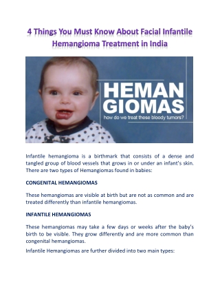 You Need to Know About Facial Infantile Hemangioma Treatment in India