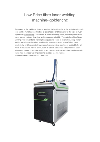 Low Price fibre laser welding machine-igoldencnc