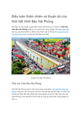 thời tiết Vĩnh Bảo Hải Phòng