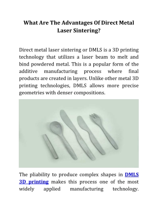 What Are The Advantages Of Direct Metal Laser Sintering?
