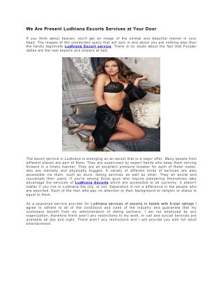 We Are Present Ludhiana Escorts Services at Your Door