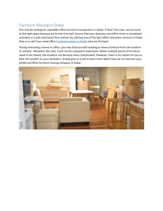Furniture Moving in Dubai