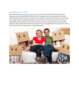 Local Movers in Dubai