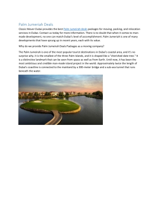 Palm Jumeriah Deals