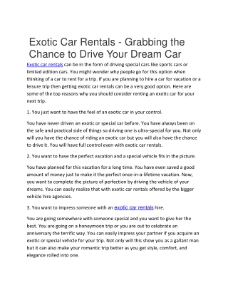 exotic car rentals