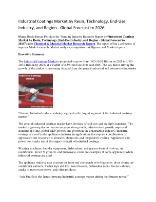 Industrial Coatings Market by Resin, Technology, End-Use Industry, and Region - Global Forecast to 2026-converted