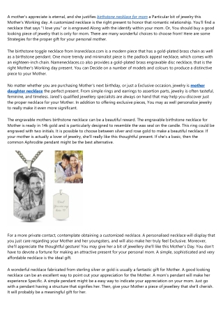How to Explain mothers day necklace with names to Your Grandparents