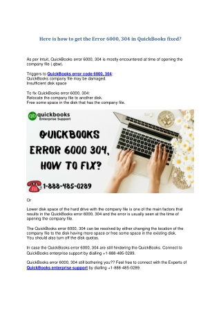 Here is how to get the Error 6000, 304 in QuickBooks fixed