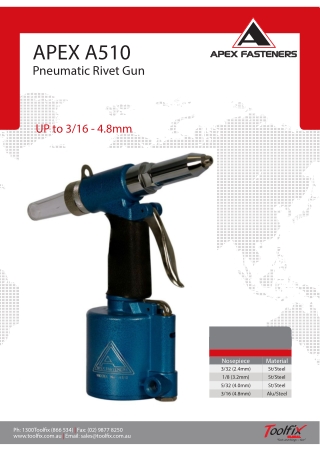APEX PNEUMATIC COMPACT RIVET TOOL 316 A510