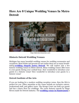 Here are 8 unique wedding venues in Metro Detroit