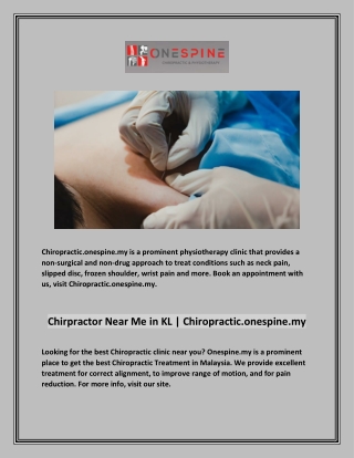 Chirpractor Near Me in KL | Chiropractic.onespine.my