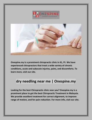 dry needling near me | Onespine.my