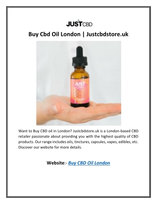 Buy Cbd Oil London | Justcbdstore.uk