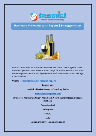 Healthcare Market Research Reports | Strategymrc.com