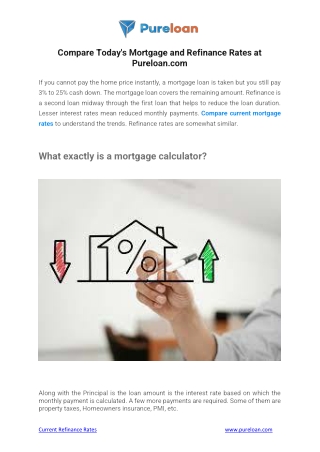 Compare Today's Mortgage and Refinance Rates at Pureloan.com