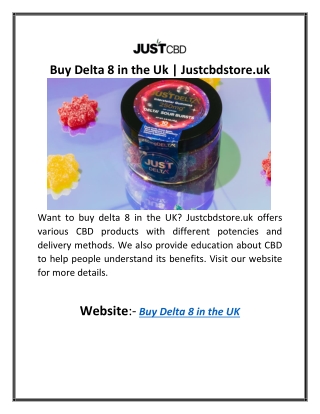 Buy Delta 8 in the Uk | Justcbdstore.uk