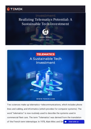 Realizing Telematics Potential A Sustainable Tech Investment