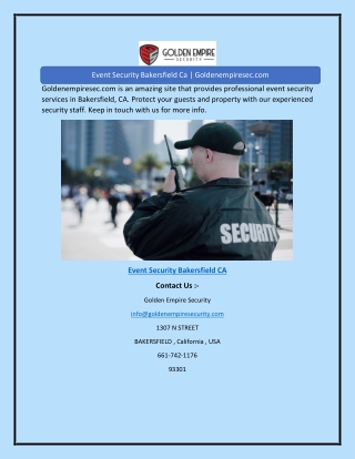 Event Security Bakersfield Ca | Goldenempiresec.com
