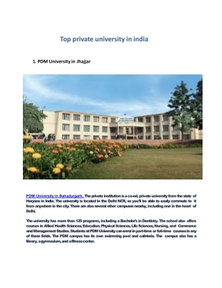 Top private university in india