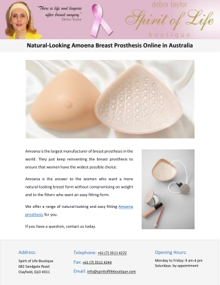 Natural-Looking Amoena Breast Prosthesis Online in Australia