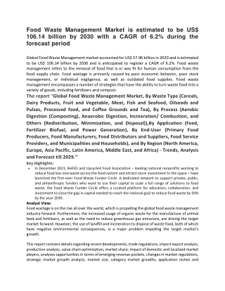 Food Waste Management Market is estimated to be US