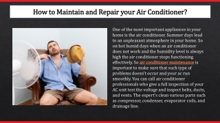 How to Maintain and Repair your Air Conditioner?