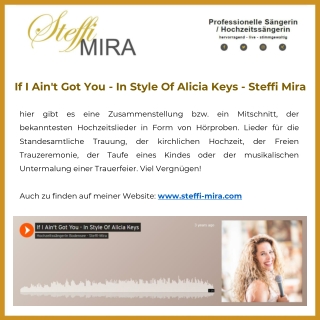 If I Ain't Got You - In Style Of Alicia Keys - Steffi Mira