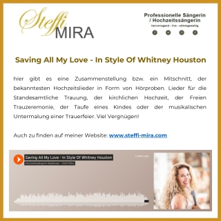Saving All My Love - In Style Of Whitney Houston - Steffi Mira