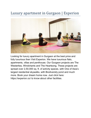 Luxury apartment in Gurgaon | Experion