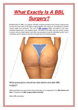 What Exactly Is A BBL Surgery