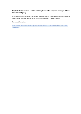 1 hiring business development manager