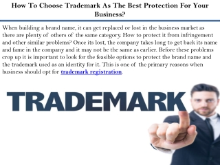 How To Choose Trademark As The Best Protection For Your Business?