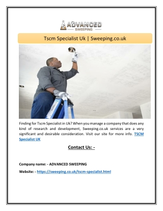 Tscm Specialist Uk | Sweeping.co.uk