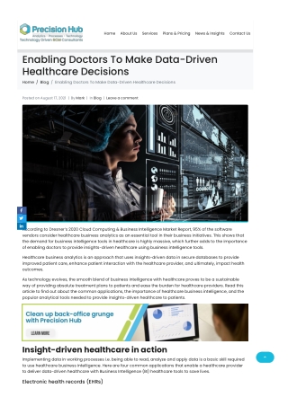 Healthcare business intelligence for data-driven decisions