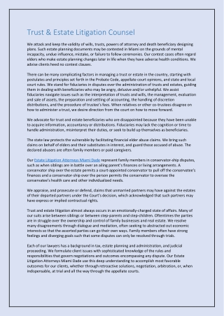 Trust & Estate Litigation Counsel